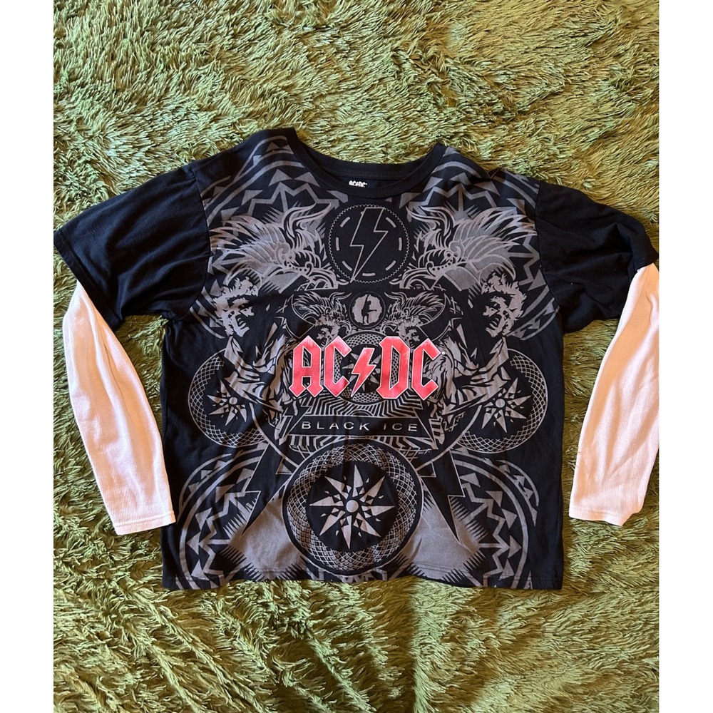AC/DC Shirt Mens 2XL Black Ice Graphic Double Layer Long Sleeve Thermal 2009